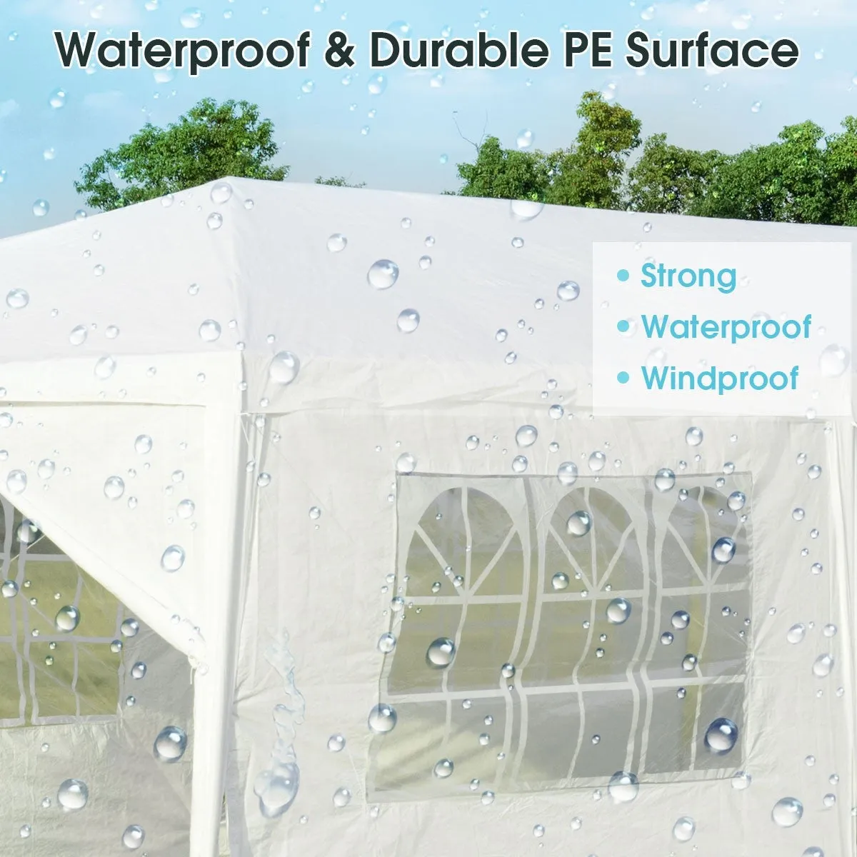 10 x 30 Feet Outdoor Canopy Tent with Side Walls - White