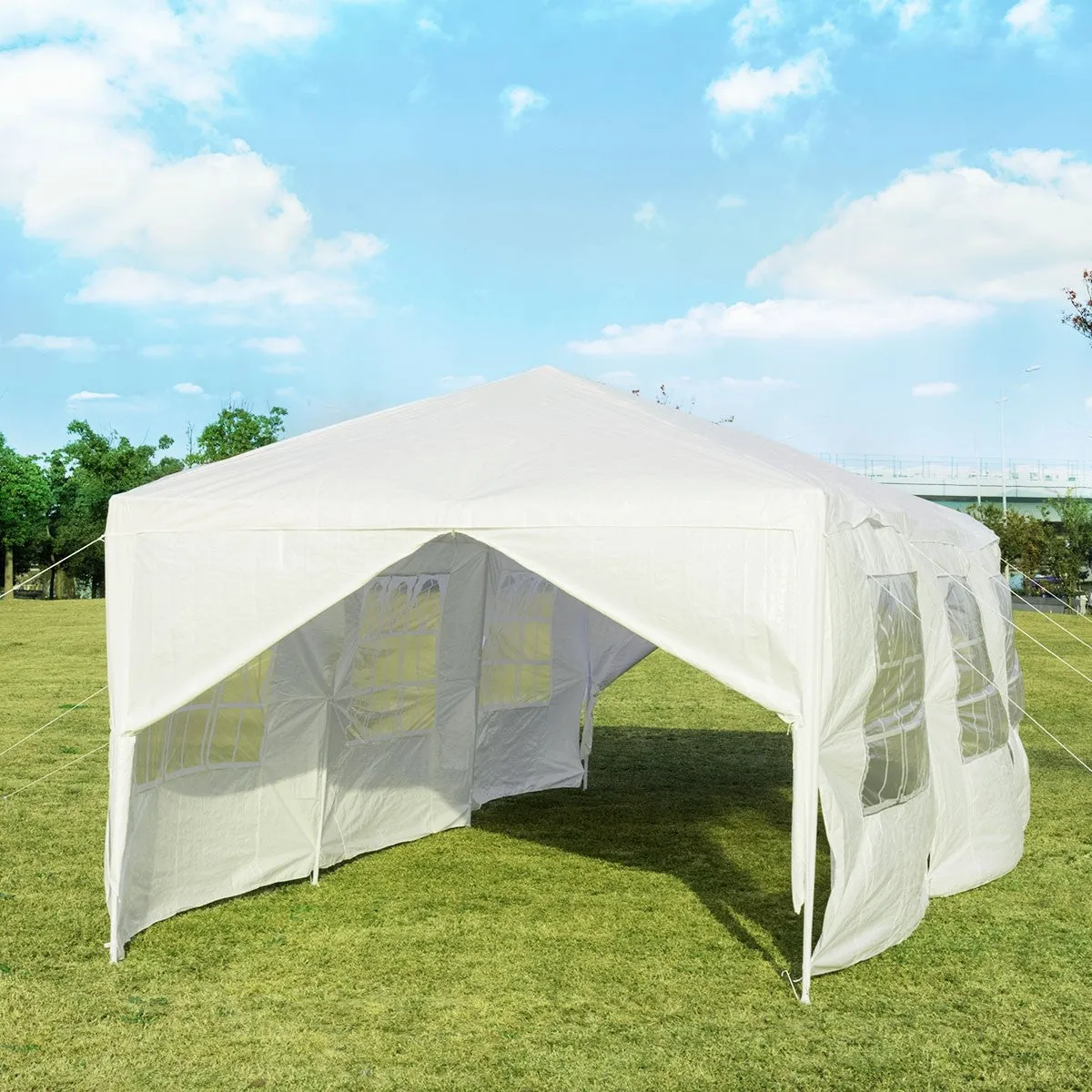 10 x 30 Feet Outdoor Canopy Tent with Side Walls - White