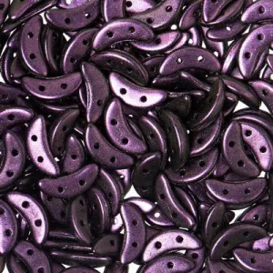 10mm Polychrome Black Currant 2-Hole Crescent CzechMates Czech Glass Beads