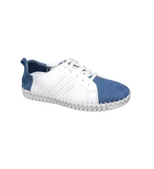 Ali White Leather Sneaker w/ Blue Suede Details, by Eric Michael