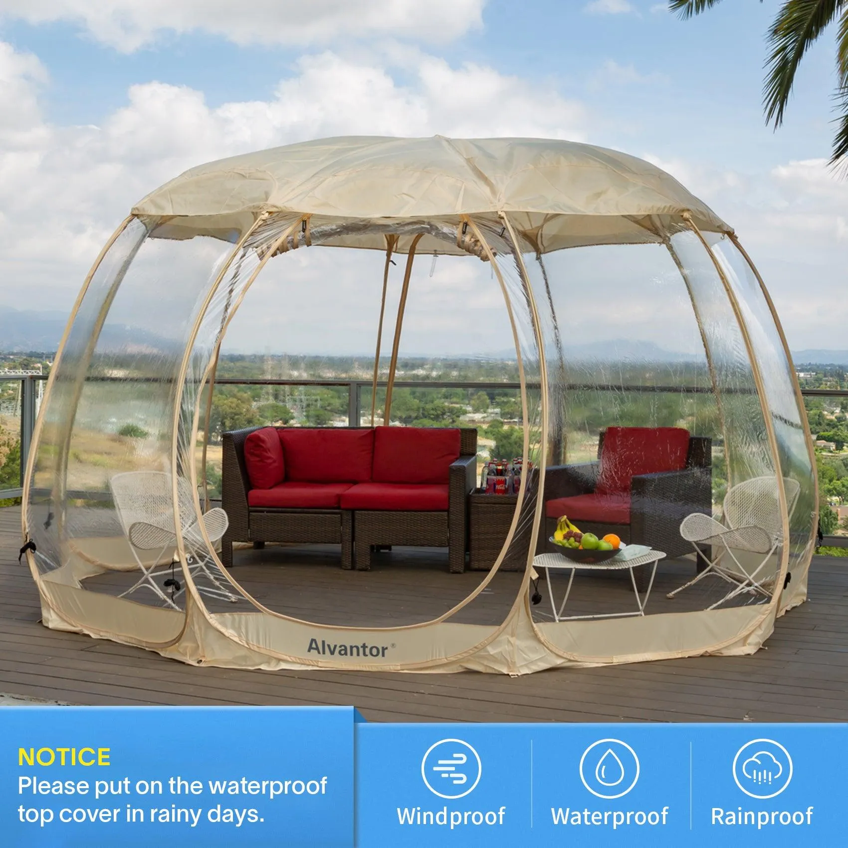 Alvantor Garden 𝙄𝙂𝙇𝙊𝙊 𝙏𝙀𝙉𝙏™ Large Oversize Weather Proof Pod Pop Up Winter Gazebo™ Instant Clear Tent