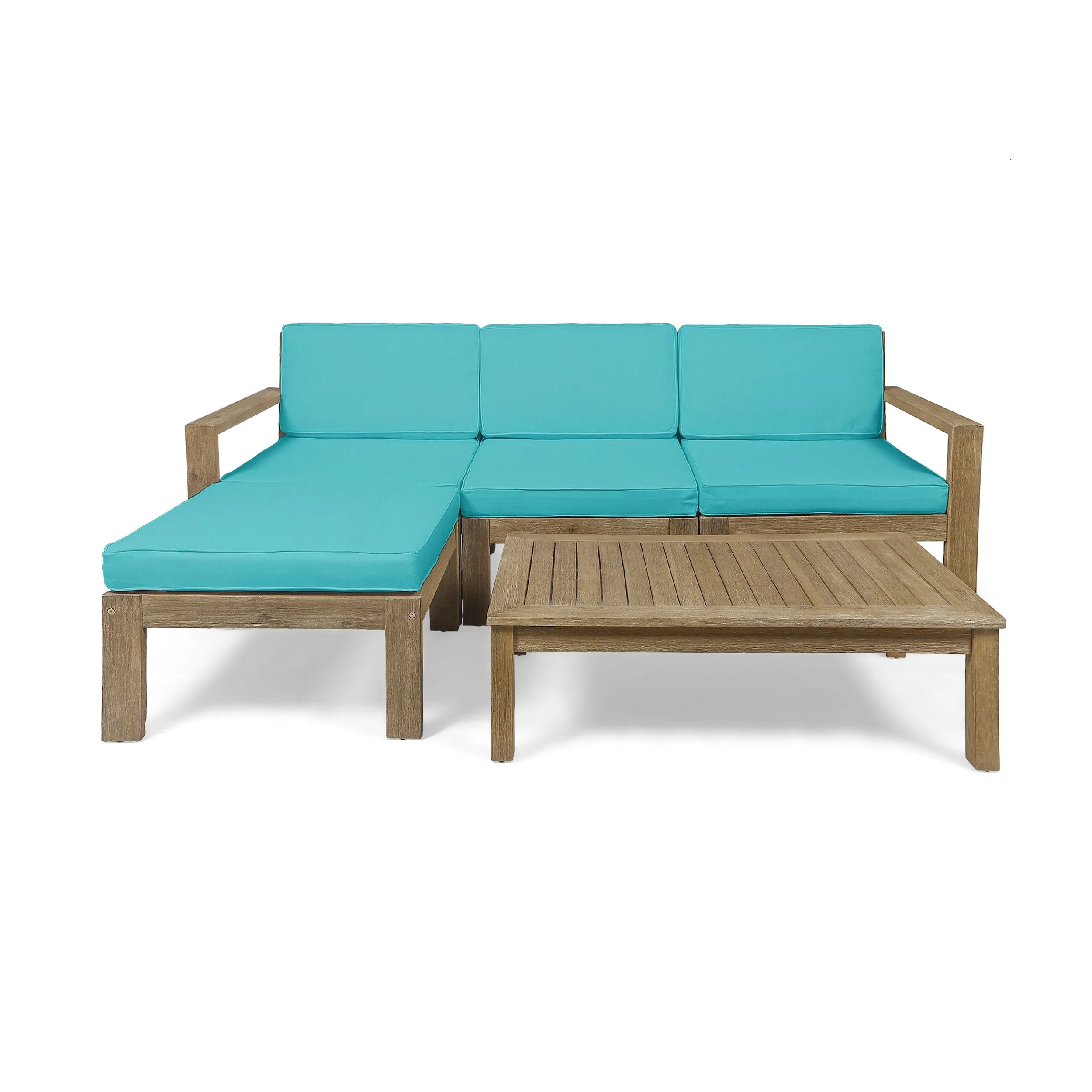 Ana Outdoor 3 Seater Acacia Wood Sofa Sectional with Cushions - NH253903