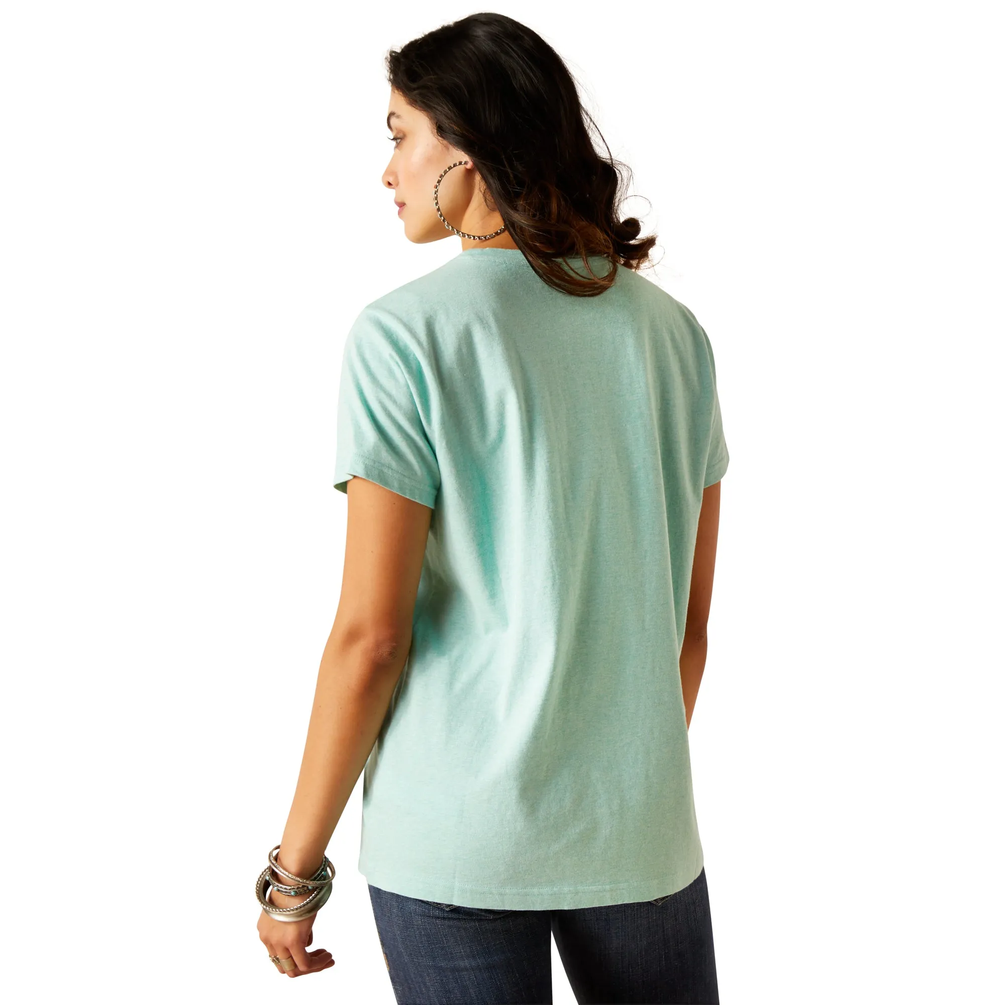 Ariat Women's Cowboy Short Sleeve T-Shirt - Aqua Heather