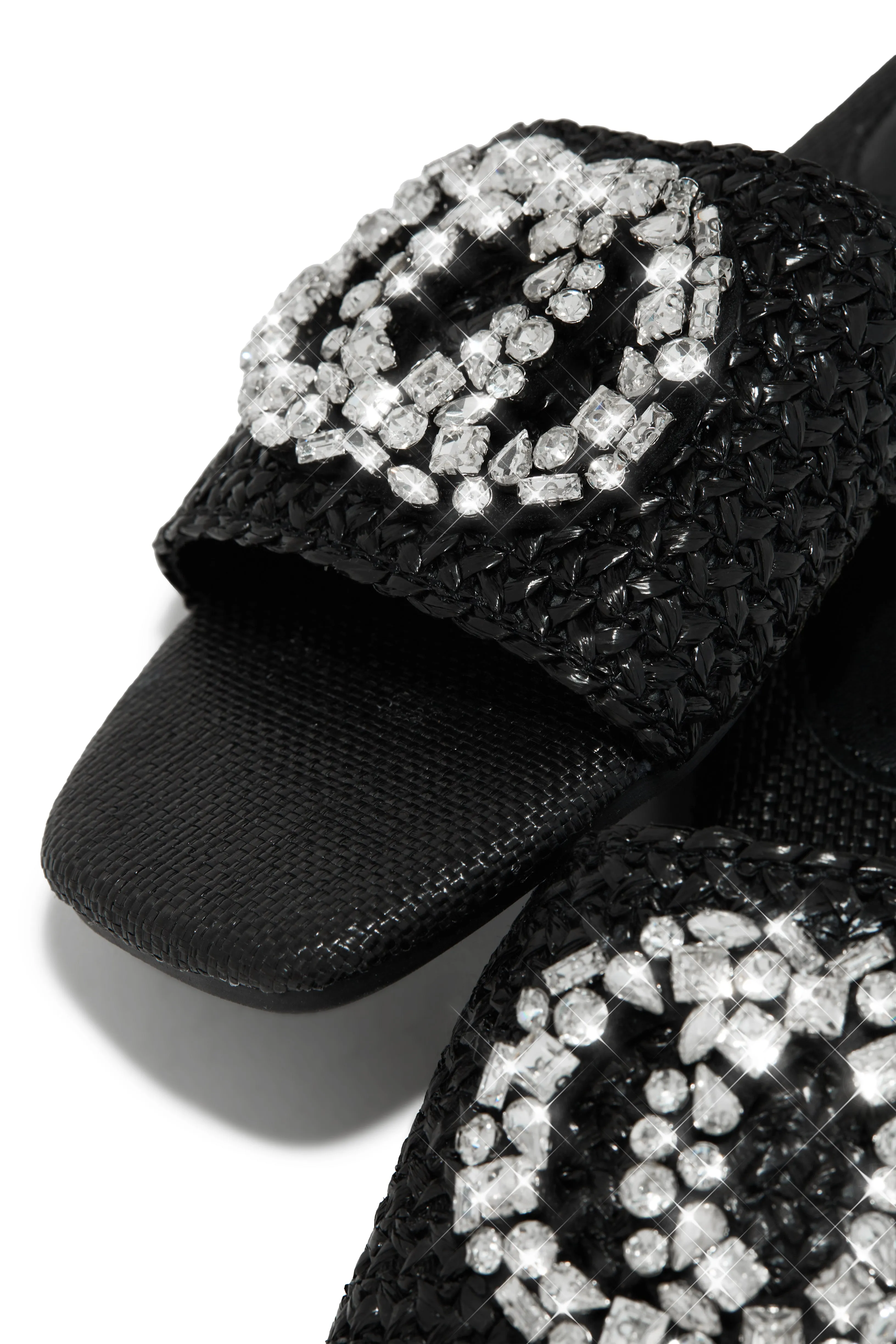 Aviella Embellished Slip On Sandals - Black