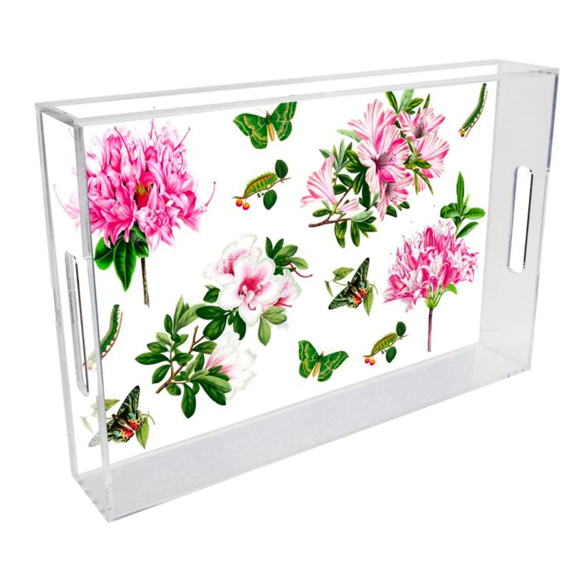 Azaleas on White Lucite Tray - Available in Multiple Sizes