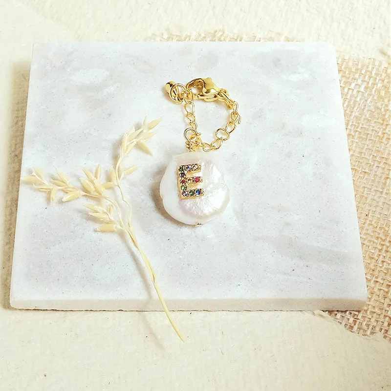 Baroque Pearl Rainbow Initial Watch Charms