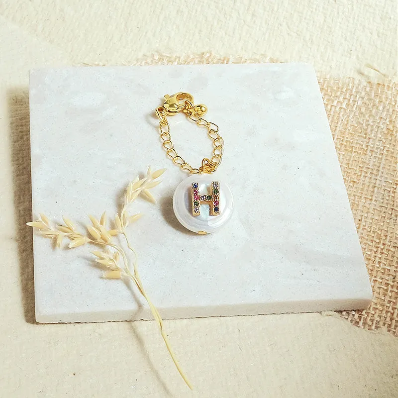 Baroque Pearl Rainbow Initial Watch Charms