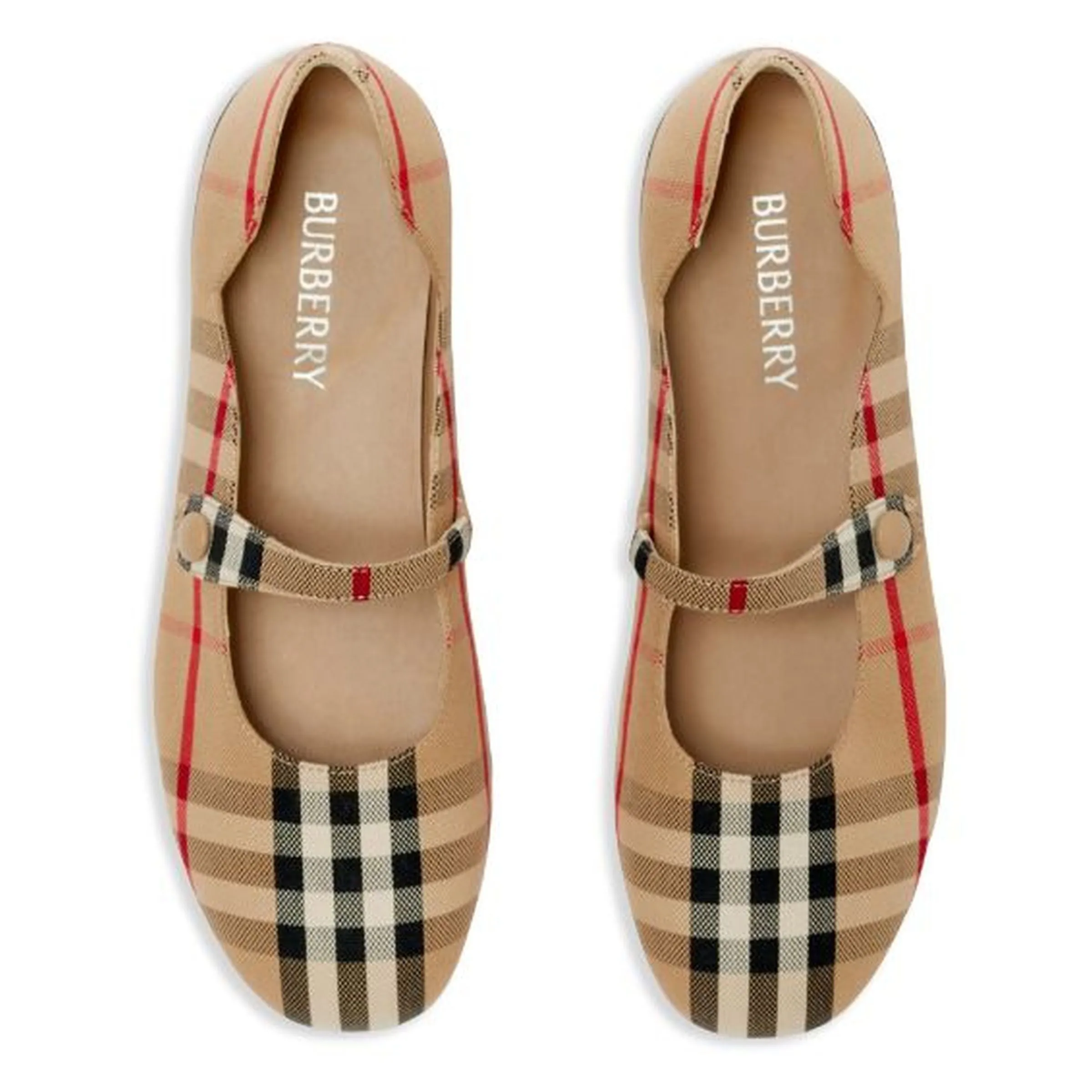 Beige Ckecked Ballet Flats