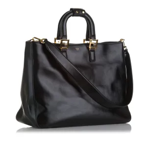 Black Fendi Large Glacier FF Tote Satchel