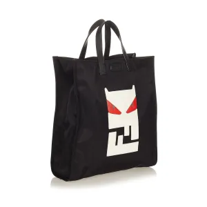 Black Fendi Monster Nylon Tote Bag