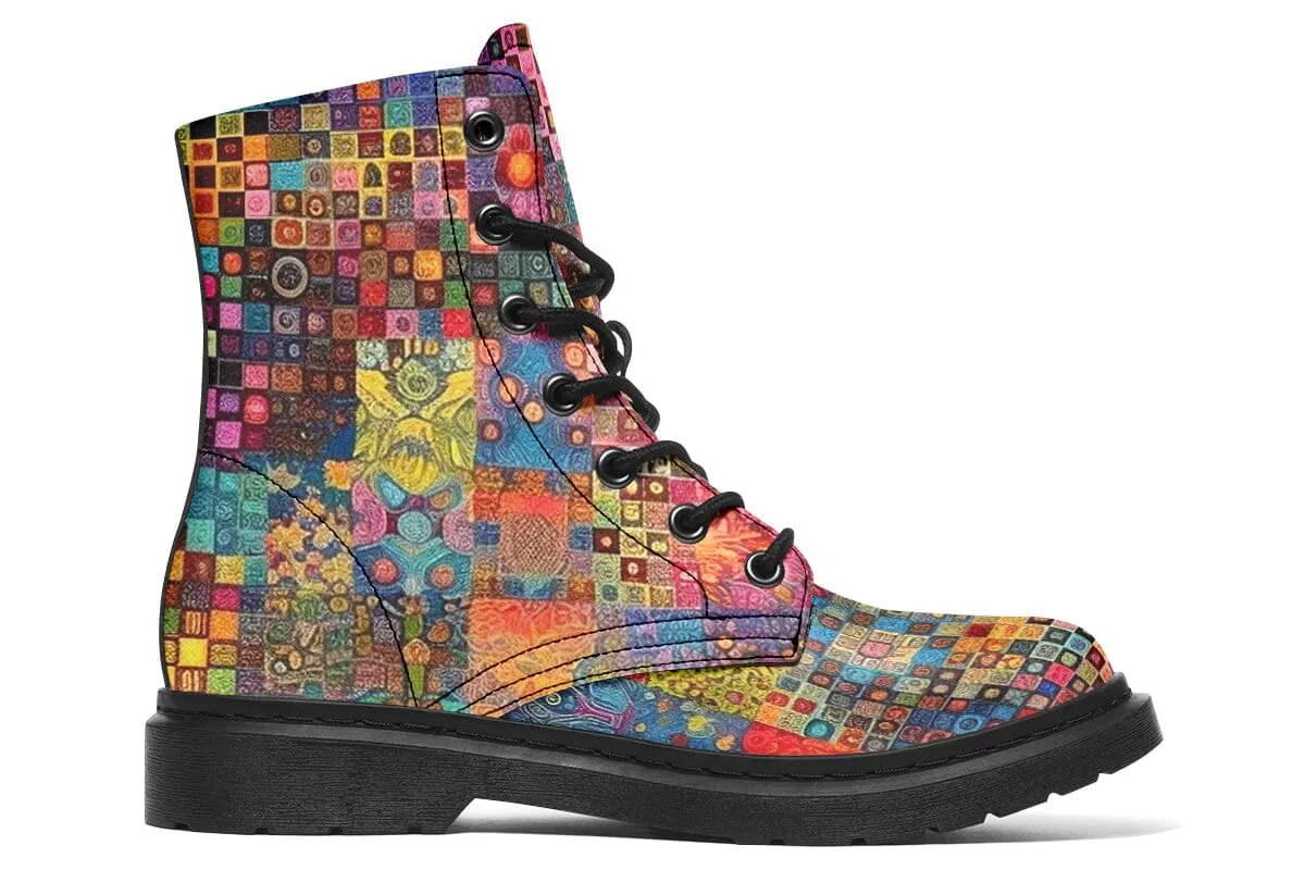 Blotter Patch Fuzz Combat Boots