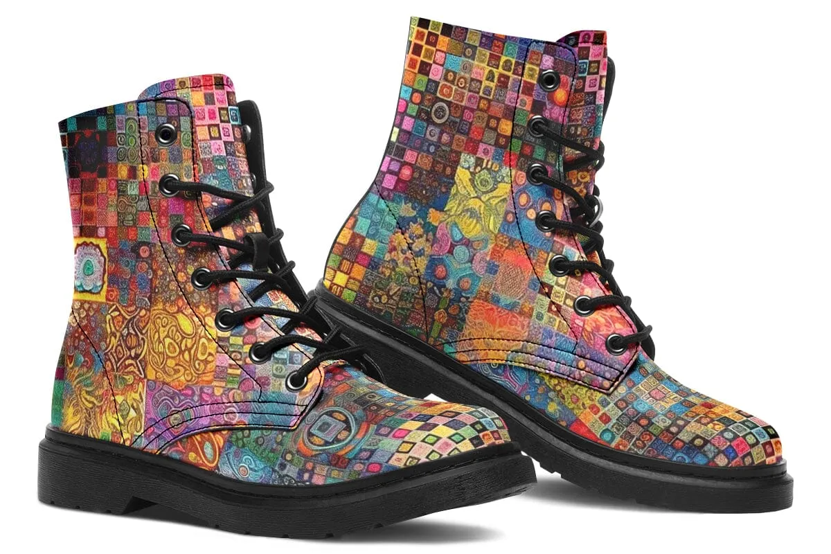 Blotter Patch Fuzz Combat Boots