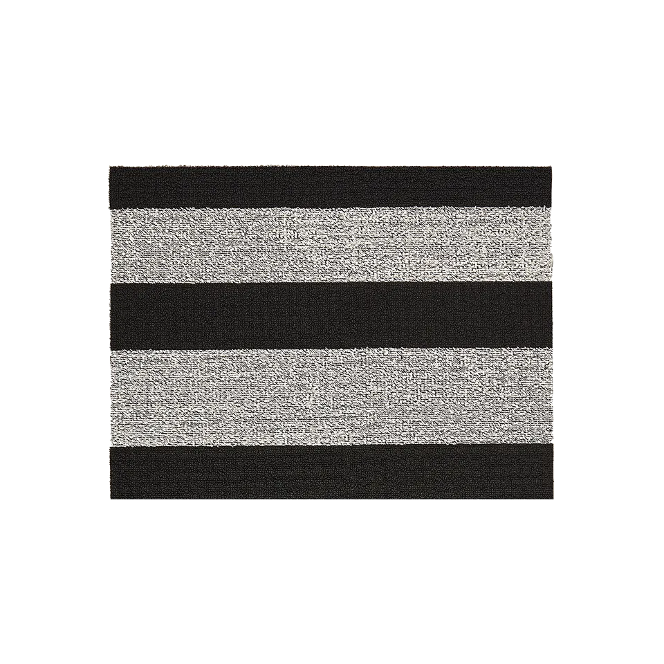 BOLD STRIPE SHAG DOORMAT, BLACK & WHITE