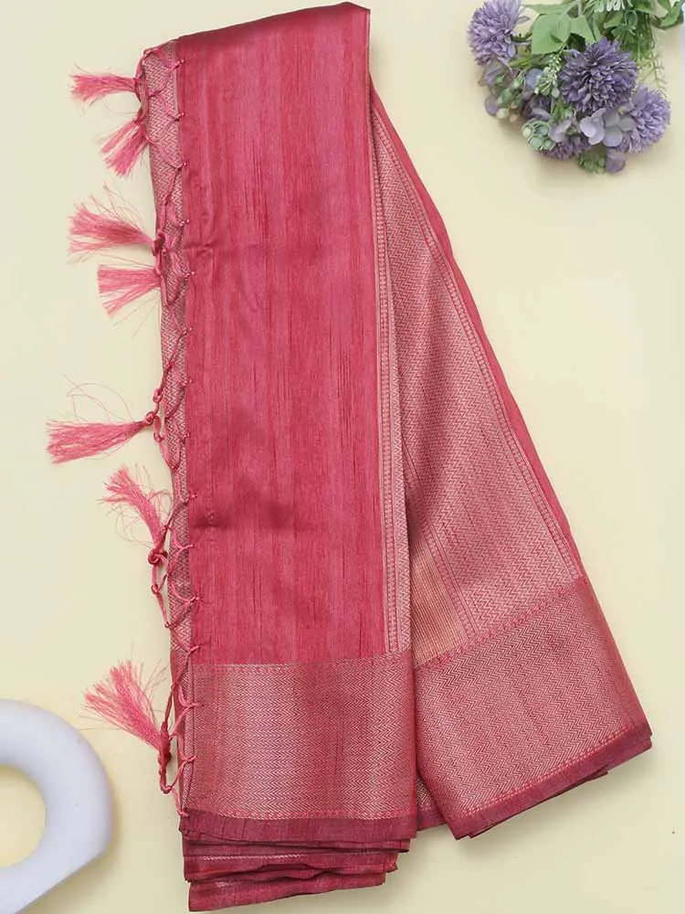 Brick Red Banarsi Silk Saree