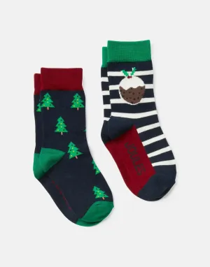 Brill Bamboo 2 Pack Socks - Festive | Joules