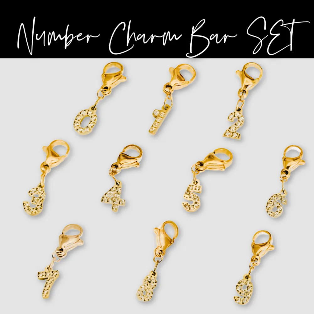 BUNDLED Number Charm Bar Chanelle Charms  - WATERPROOF