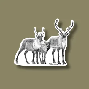 Caribous Family Sticker for Water Bottle, Agenda or Computer