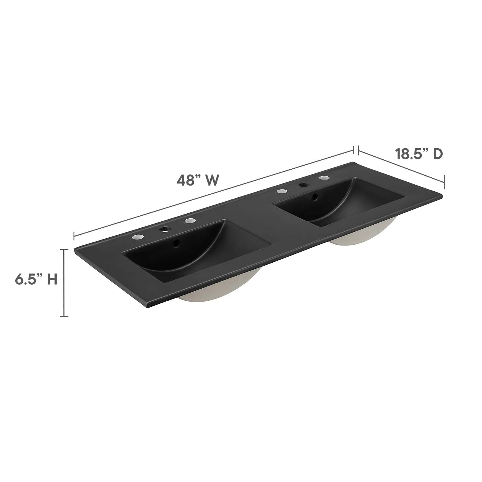 Cayman 48" Double Basin Bathroom Sink by Modway