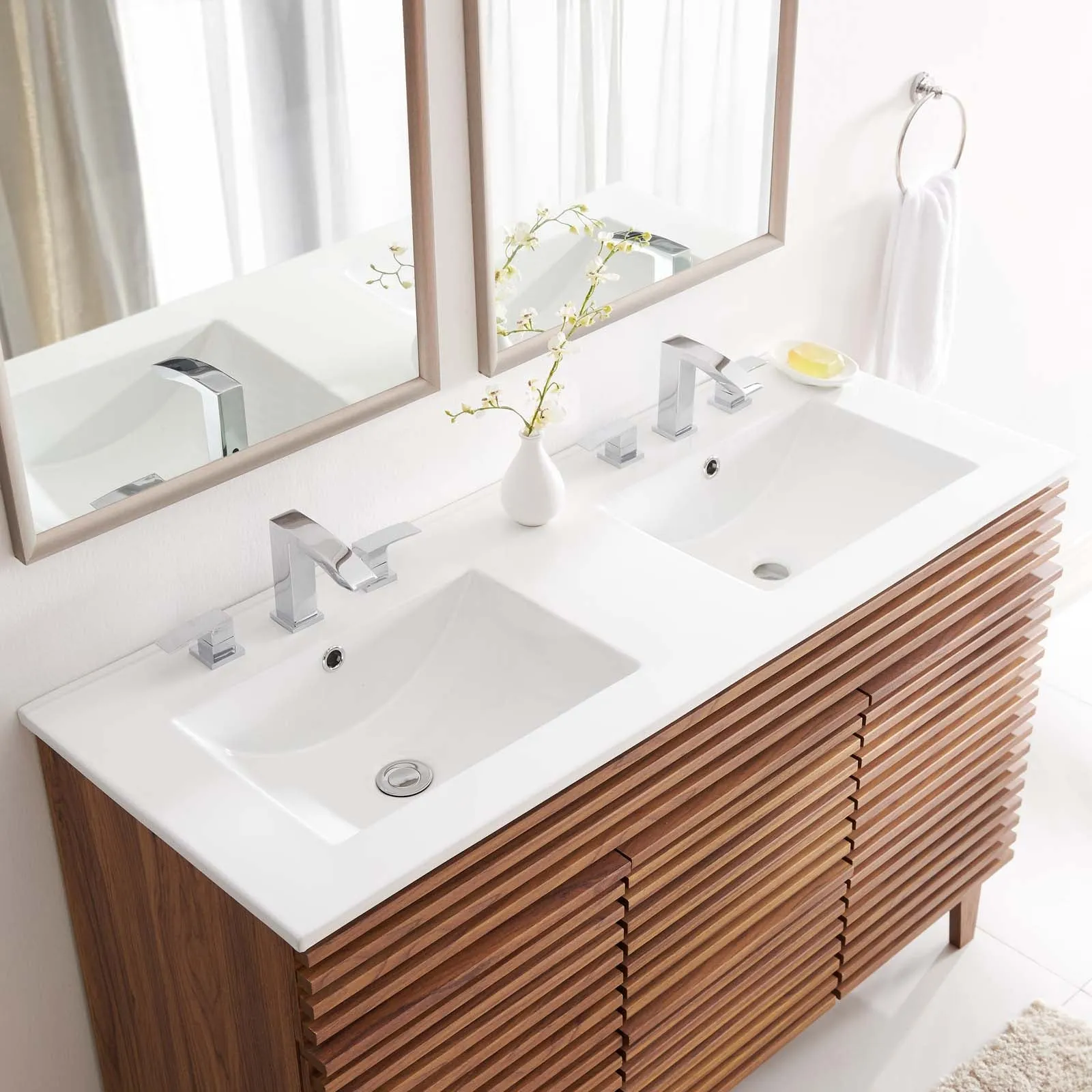 Cayman 48" Double Basin Bathroom Sink by Modway