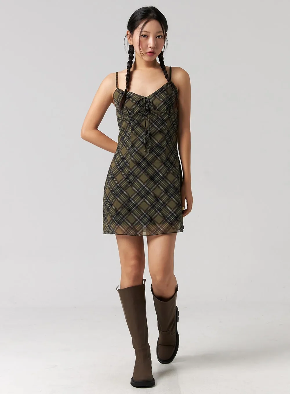 Checkered Camisole Mini Dress CG321