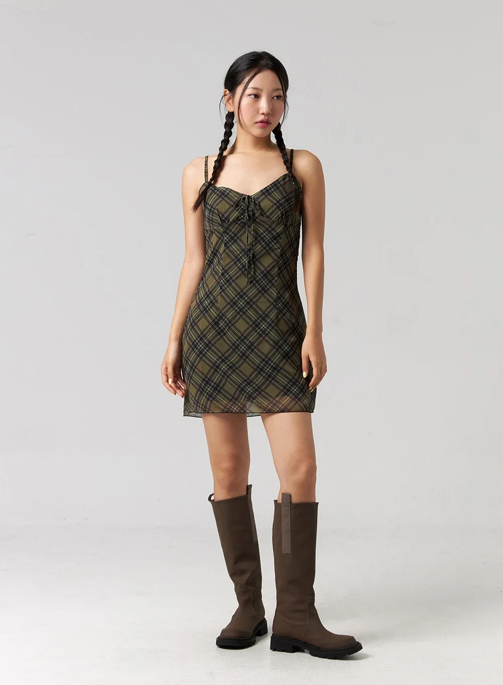 Checkered Camisole Mini Dress CG321