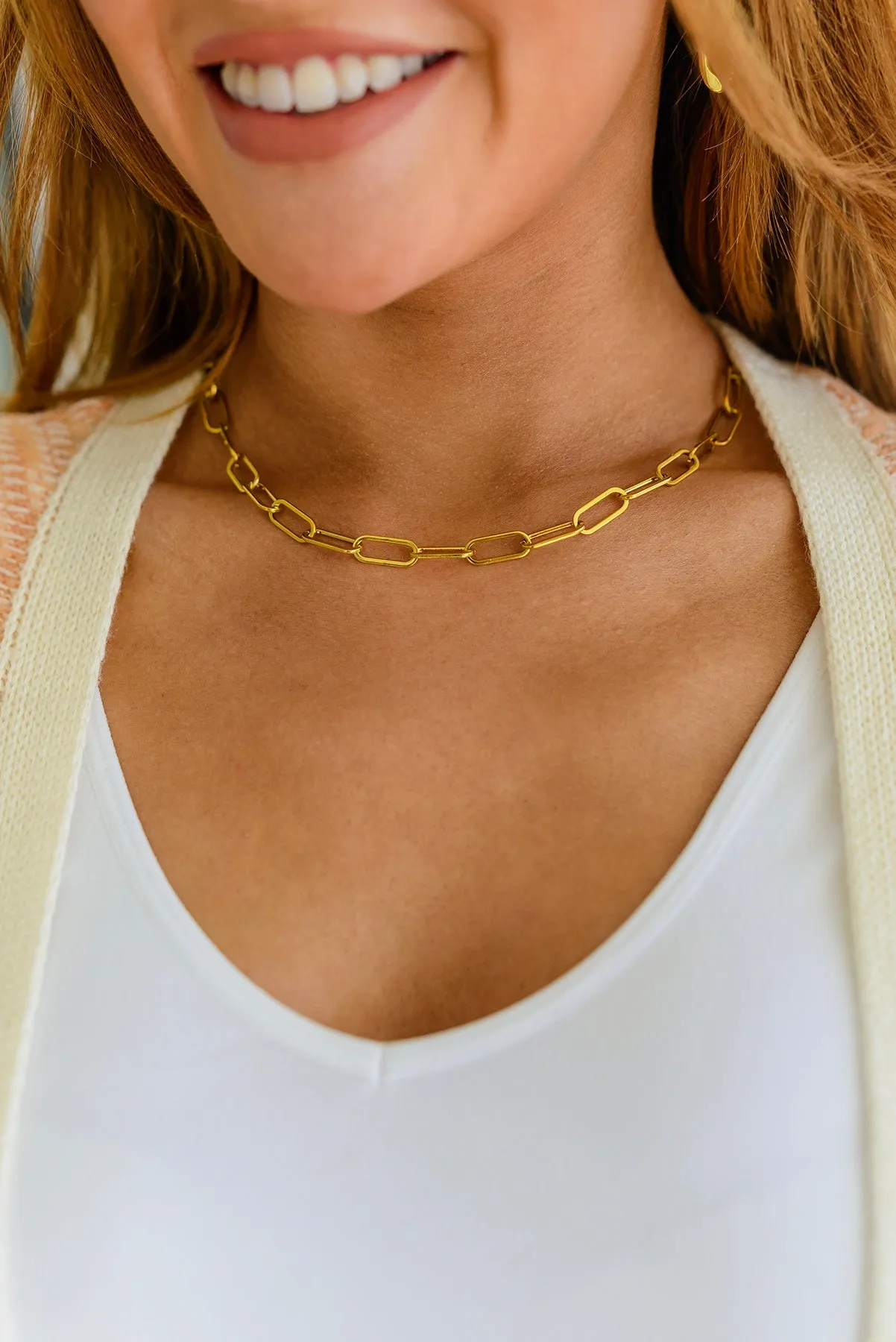 Classic Paper Clip Chain Necklace WH