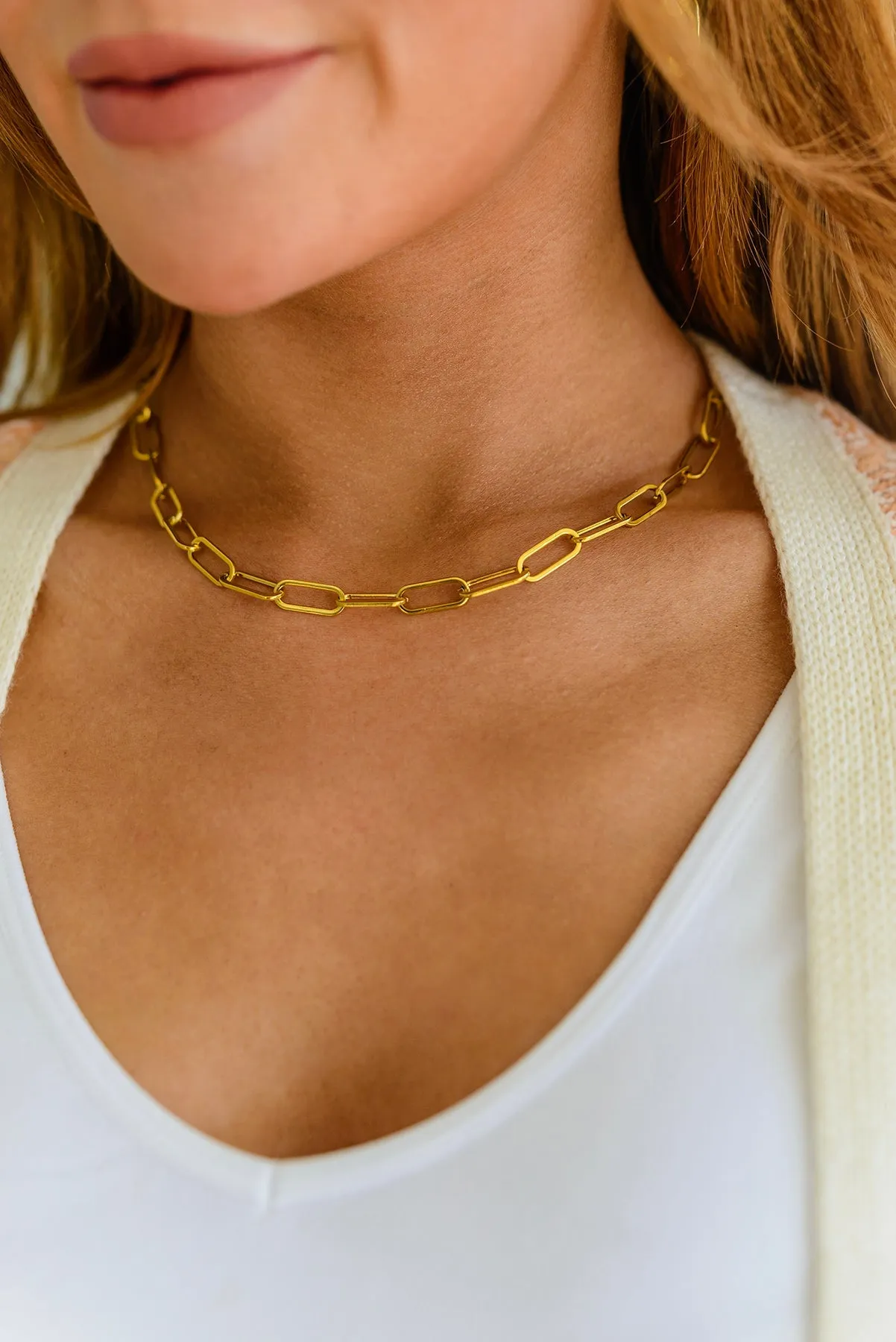 Classic Paper Clip Chain Necklace WH