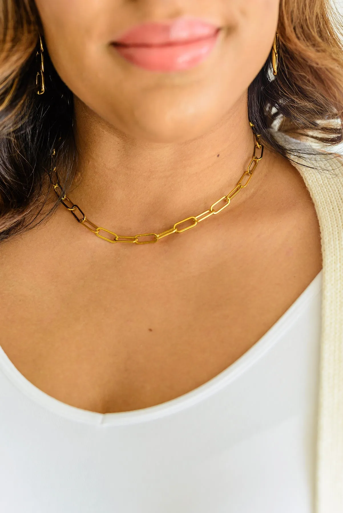 Classic Paper Clip Chain Necklace WH