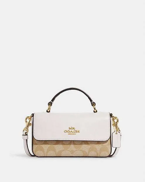 COACH Mini Josie Top Handle Crossbody Bag For Women (White Brown)