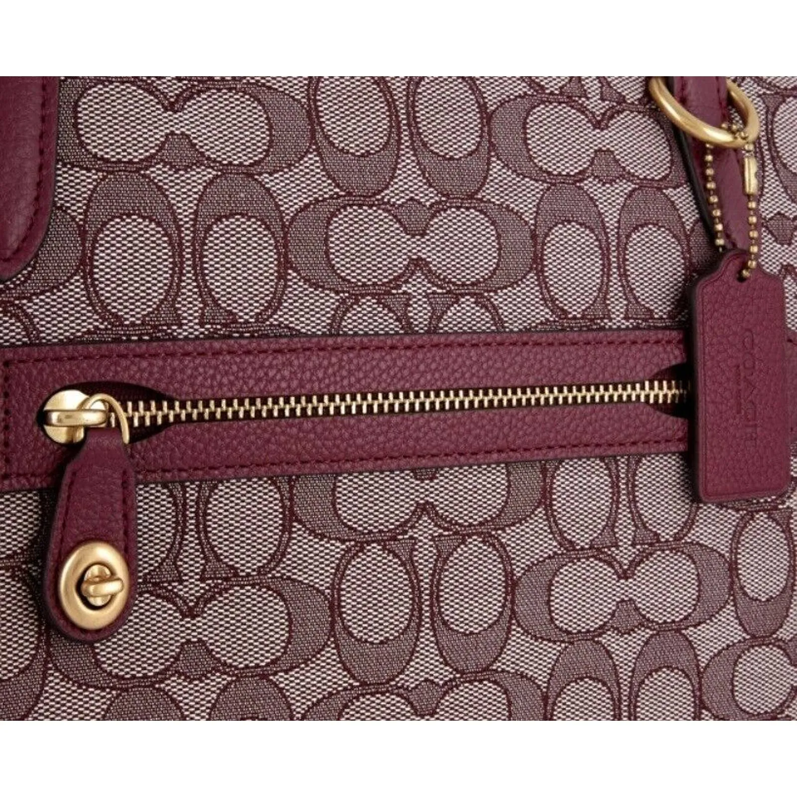 COACH Signature Jacquard Taylor Tote Dark Cherry