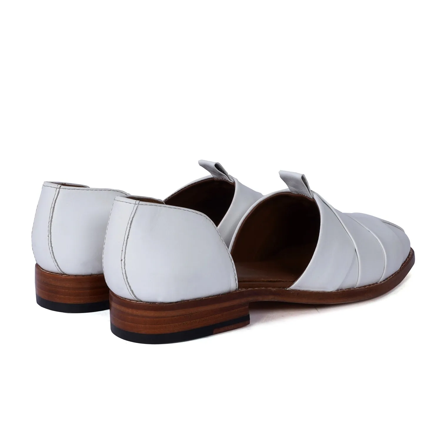 Cross Strapped White Peshawari Sandal