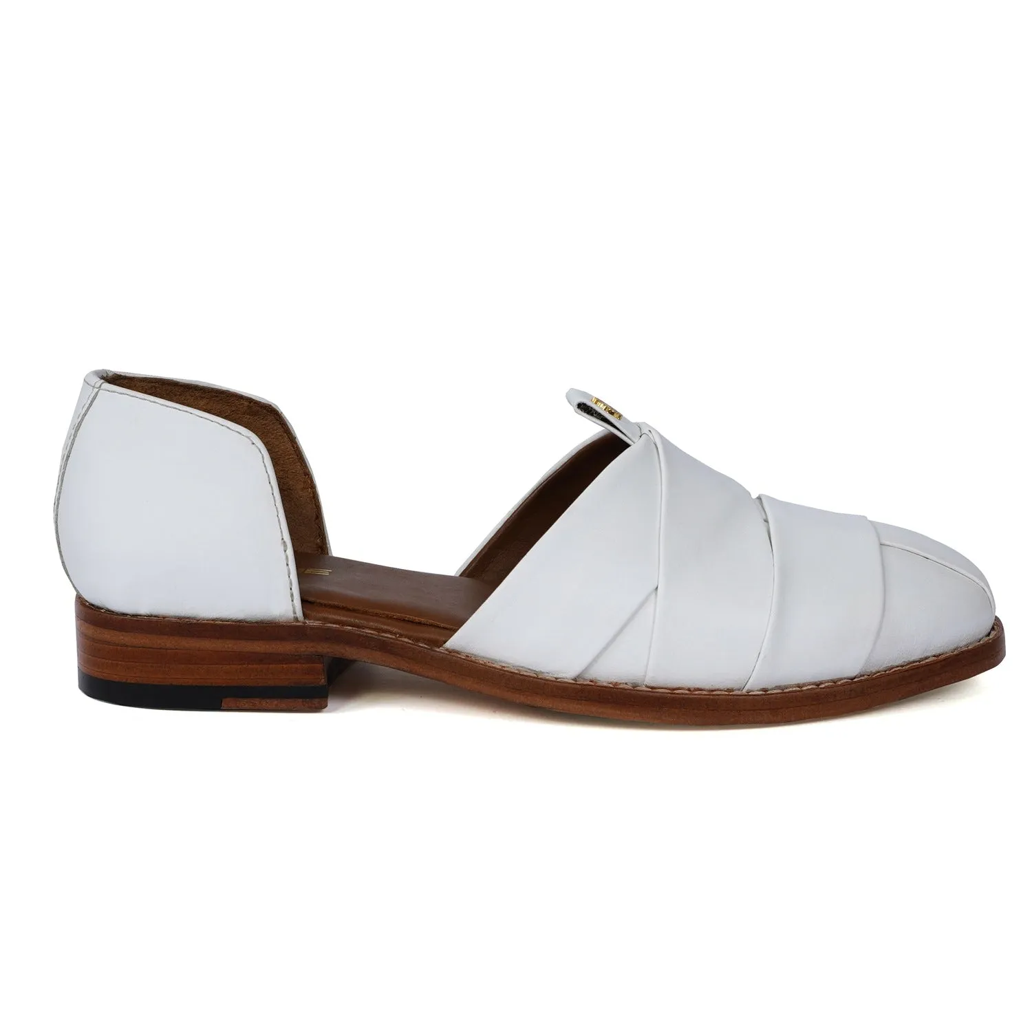 Cross Strapped White Peshawari Sandal