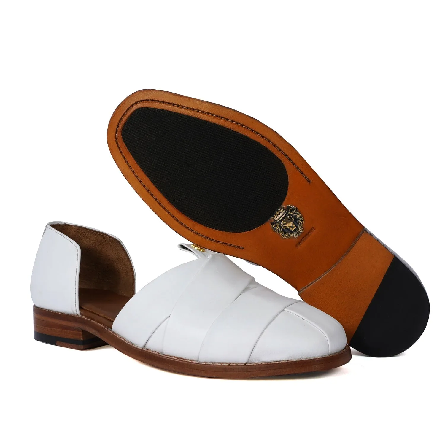 Cross Strapped White Peshawari Sandal