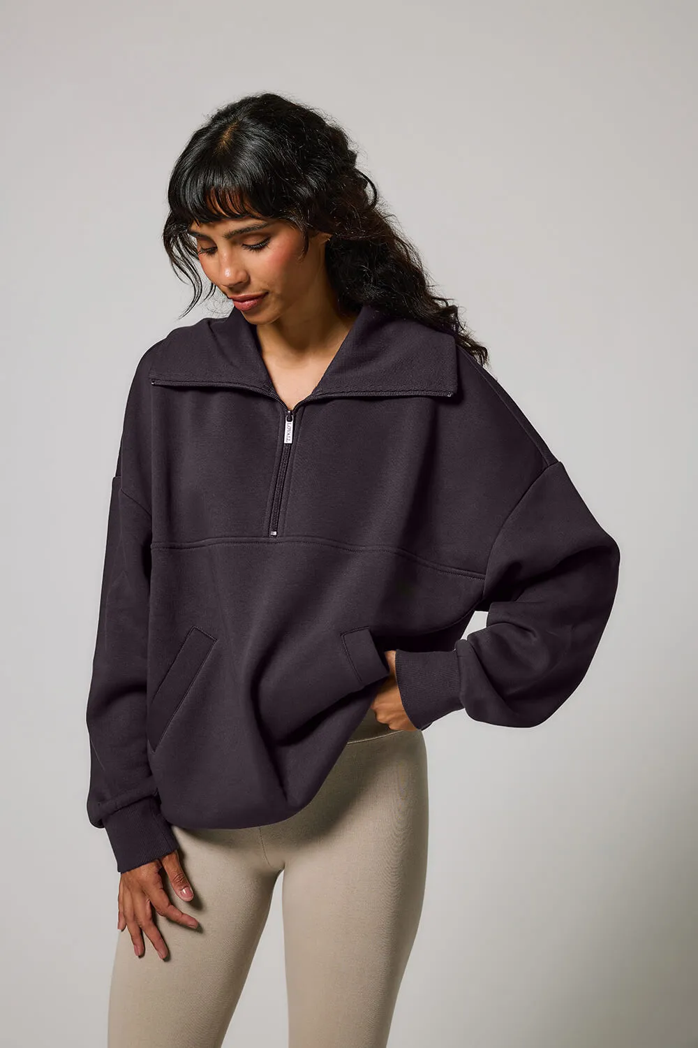 Curve ALL SZN Organic Oversized 1/4 Zip Sweatshirt - Shadow Grey