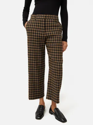 Dale Linen Check Trouser | Khaki