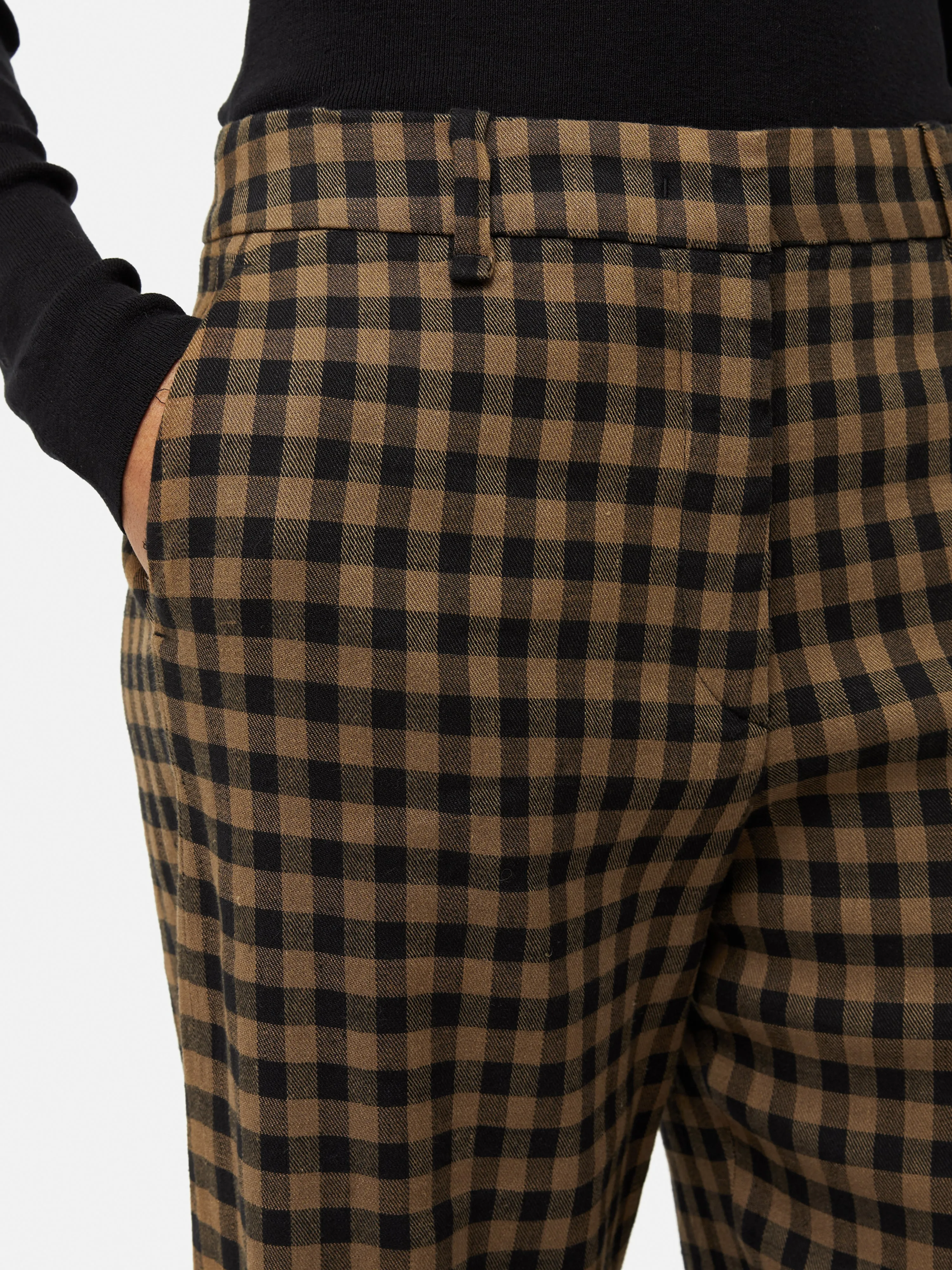 Dale Linen Check Trouser | Khaki