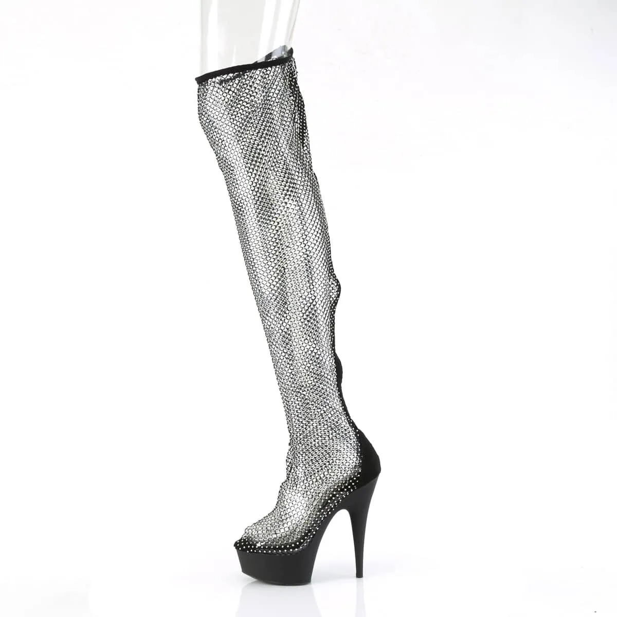 DELIGHT-3009 Pull-On Mesh Thigh High Boot