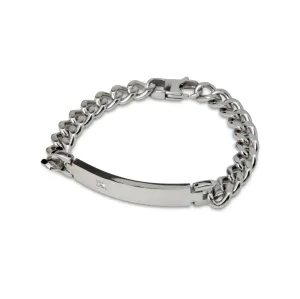 Diamond Embedded Silver Band Chain Bracelet