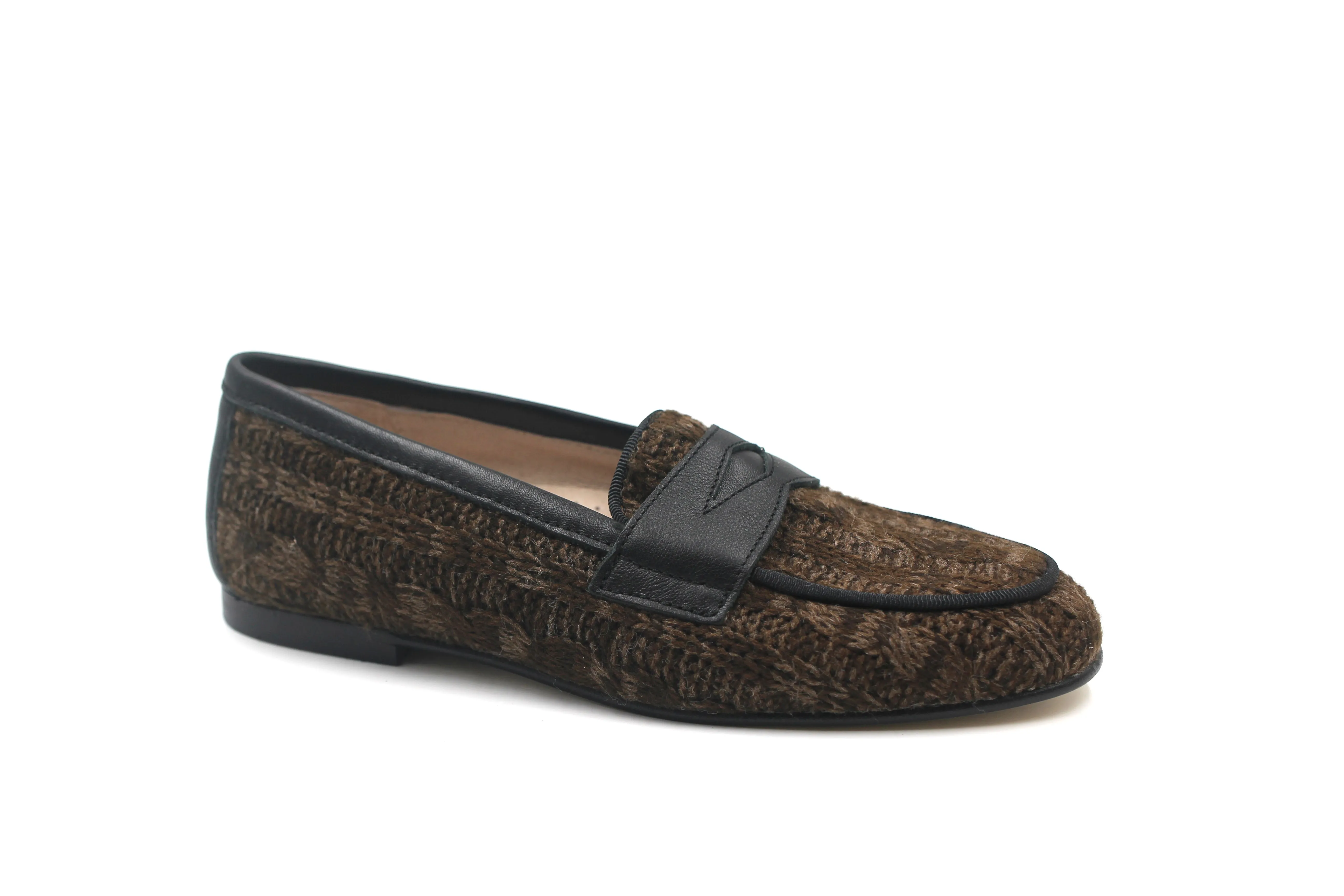 Don Louis Brown Knit Penny Loafer