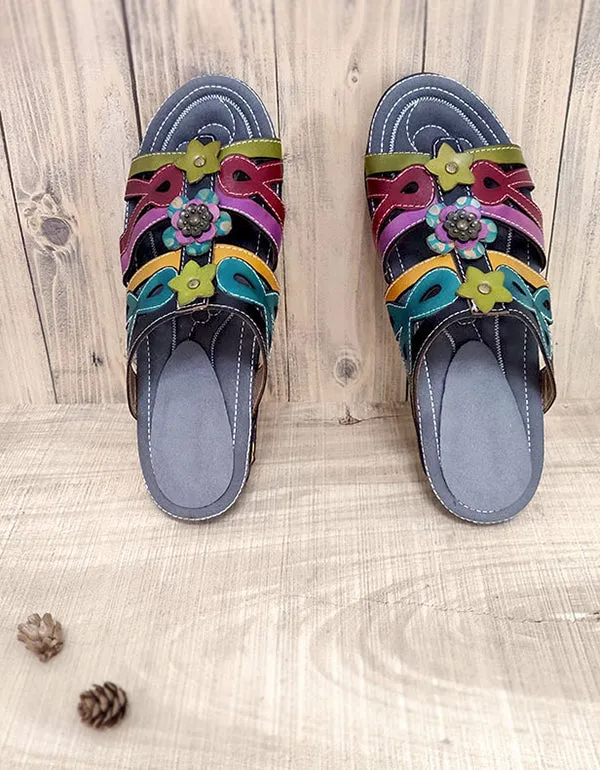 Ethnic Non-Slip hand-Painted Slippers 36-42