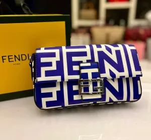 Fendi Baguette Bag from Roma Capsule Collection - Women's Fashion Statement (Blue / White)