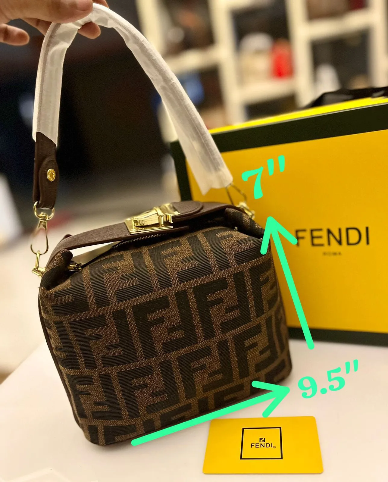 Fendi Crossbody Bag with Dual Belts and Branded Accessories (Brown)