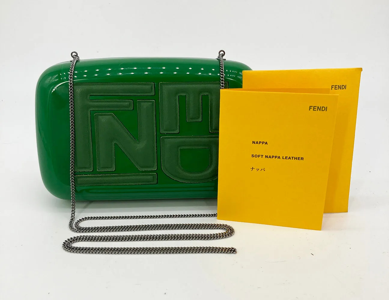 Fendi Green Logo Box Clutch