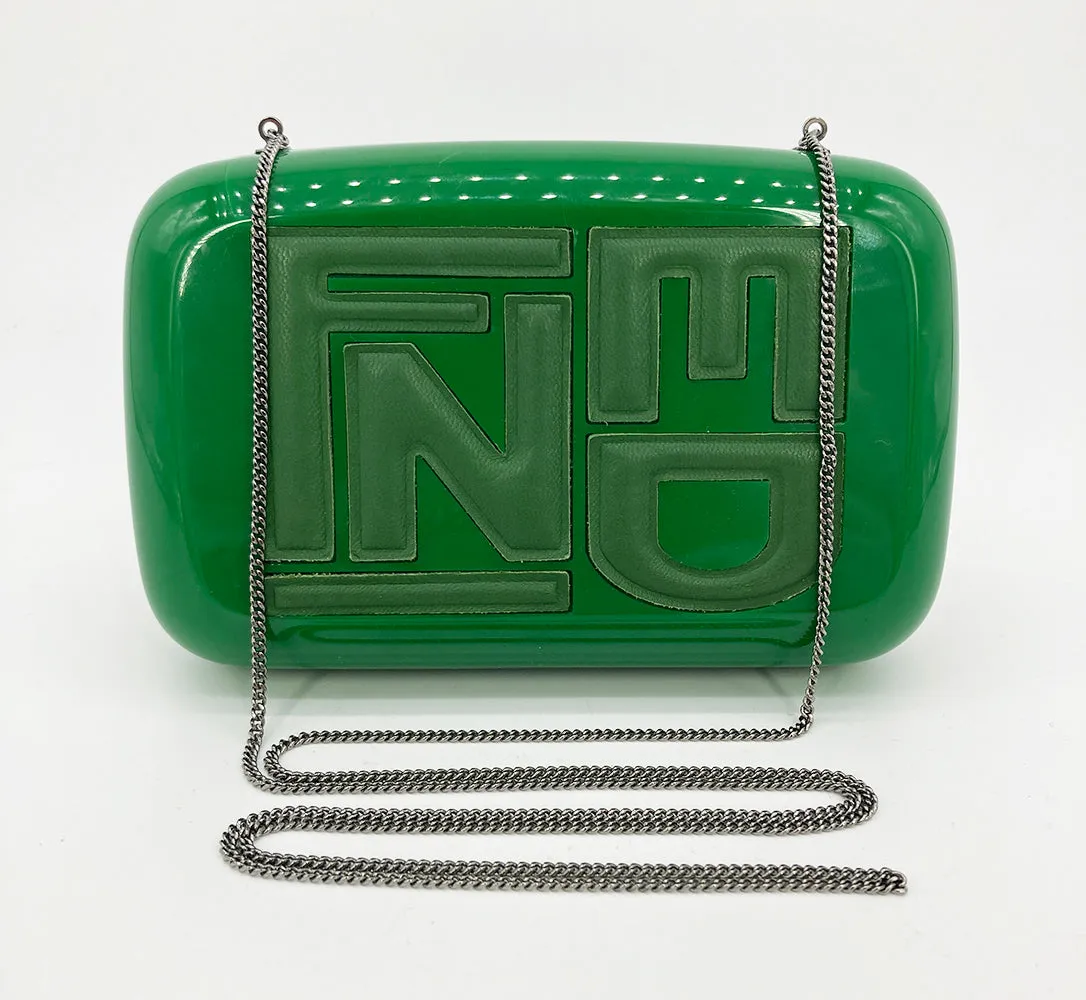 Fendi Green Logo Box Clutch