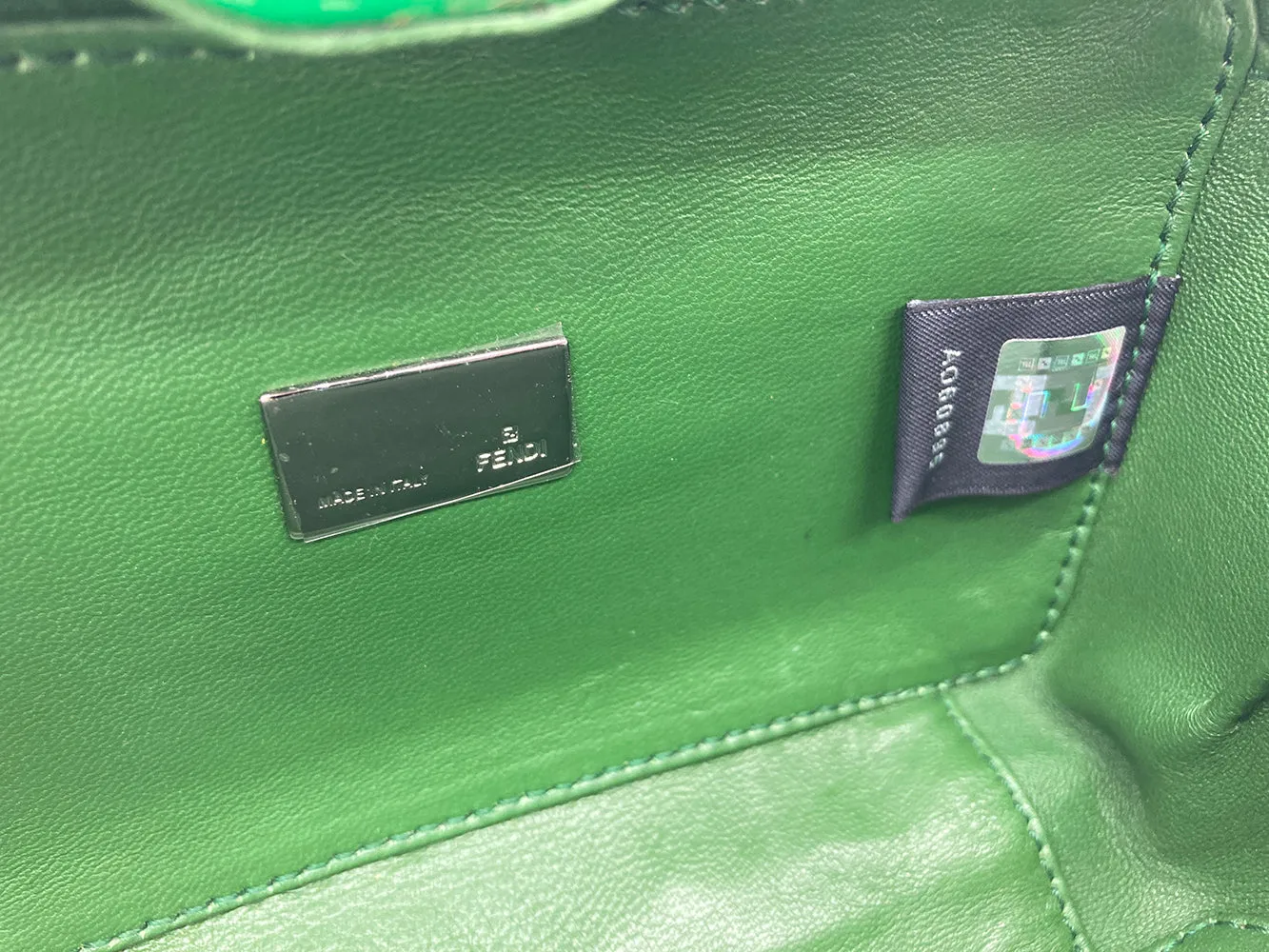 Fendi Green Logo Box Clutch