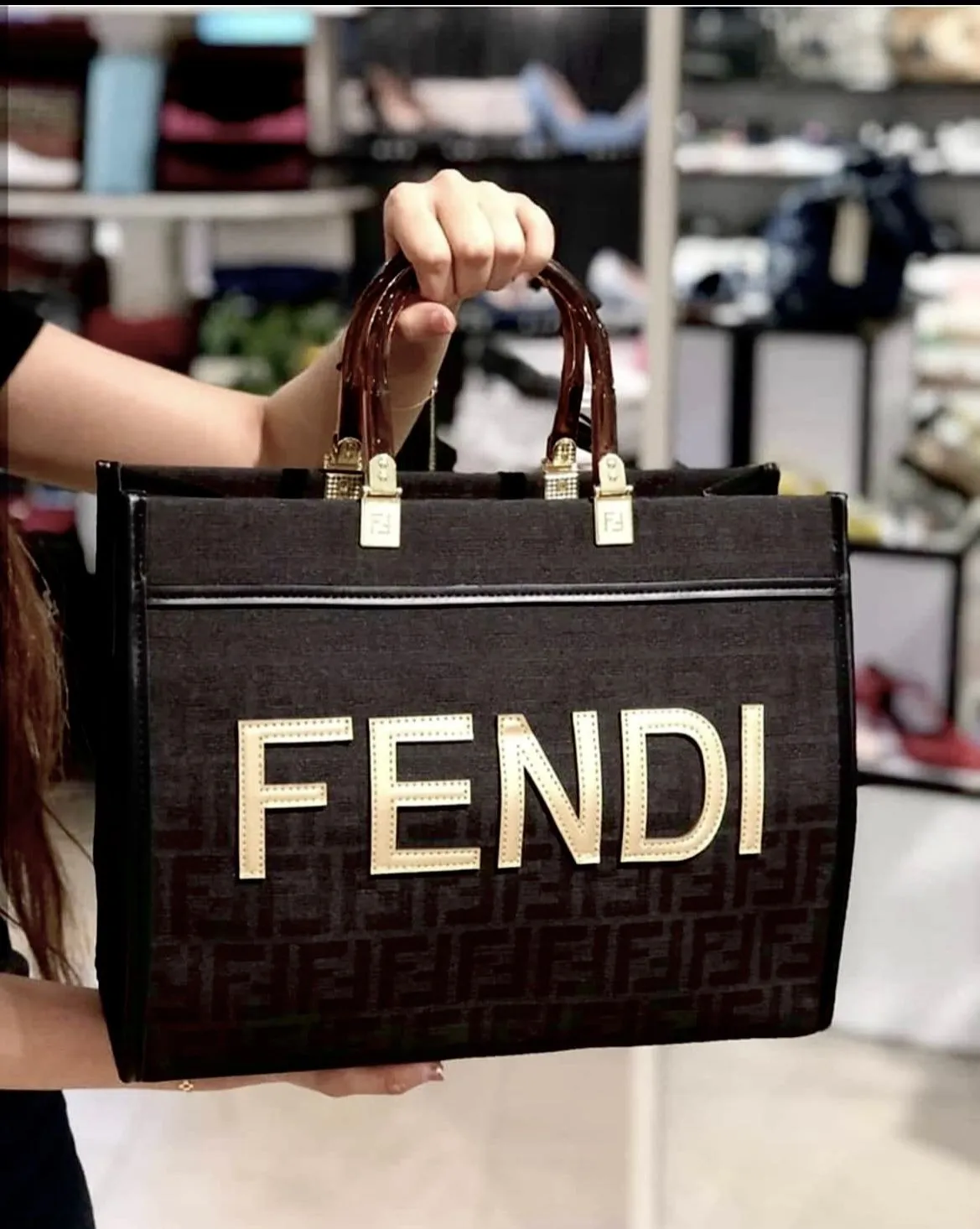 FENDI High-Quality Women's Embroidered Bag (Brown)