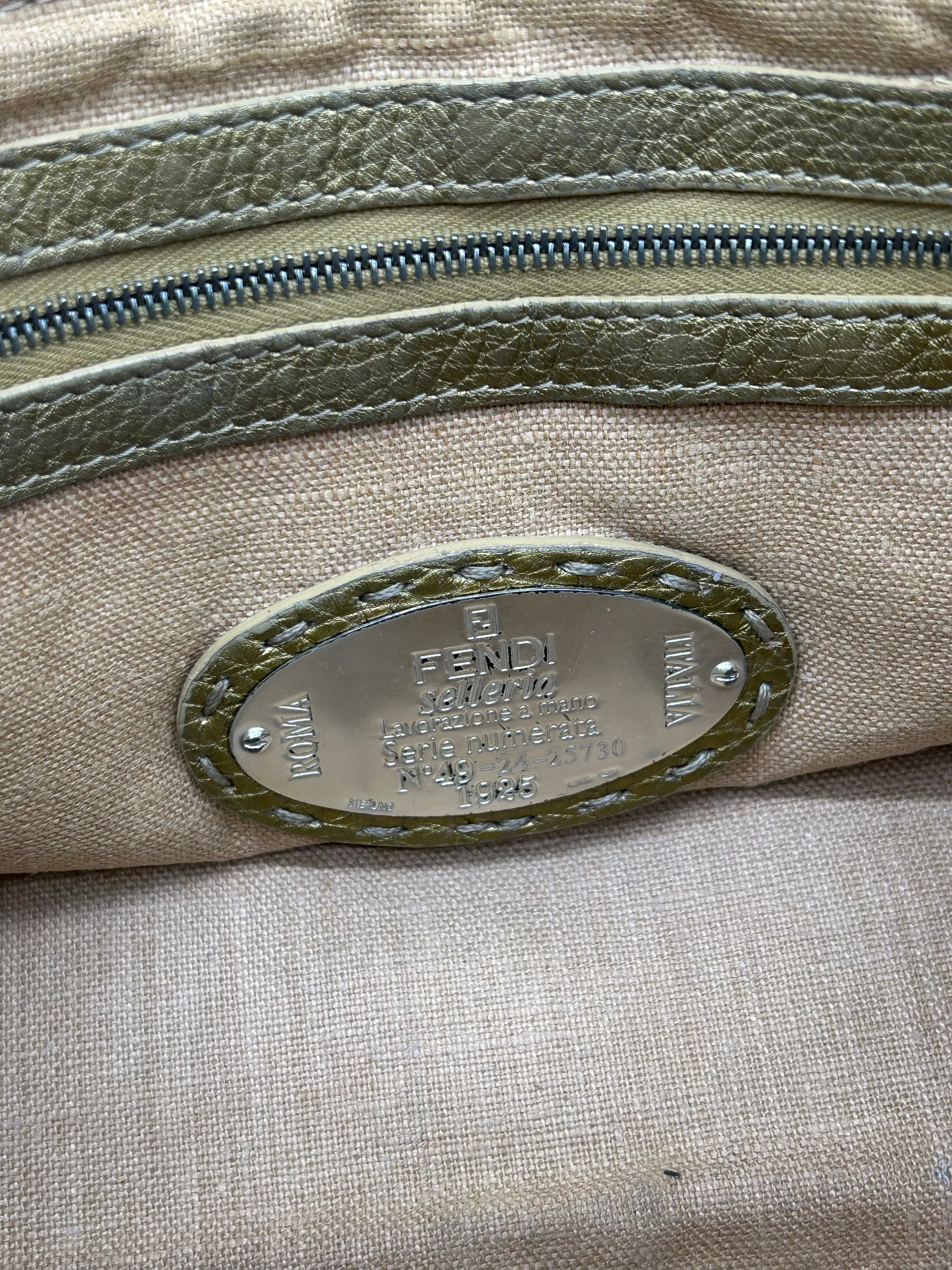 Fendi Selleria Villa Borghese Gold Leather Tote