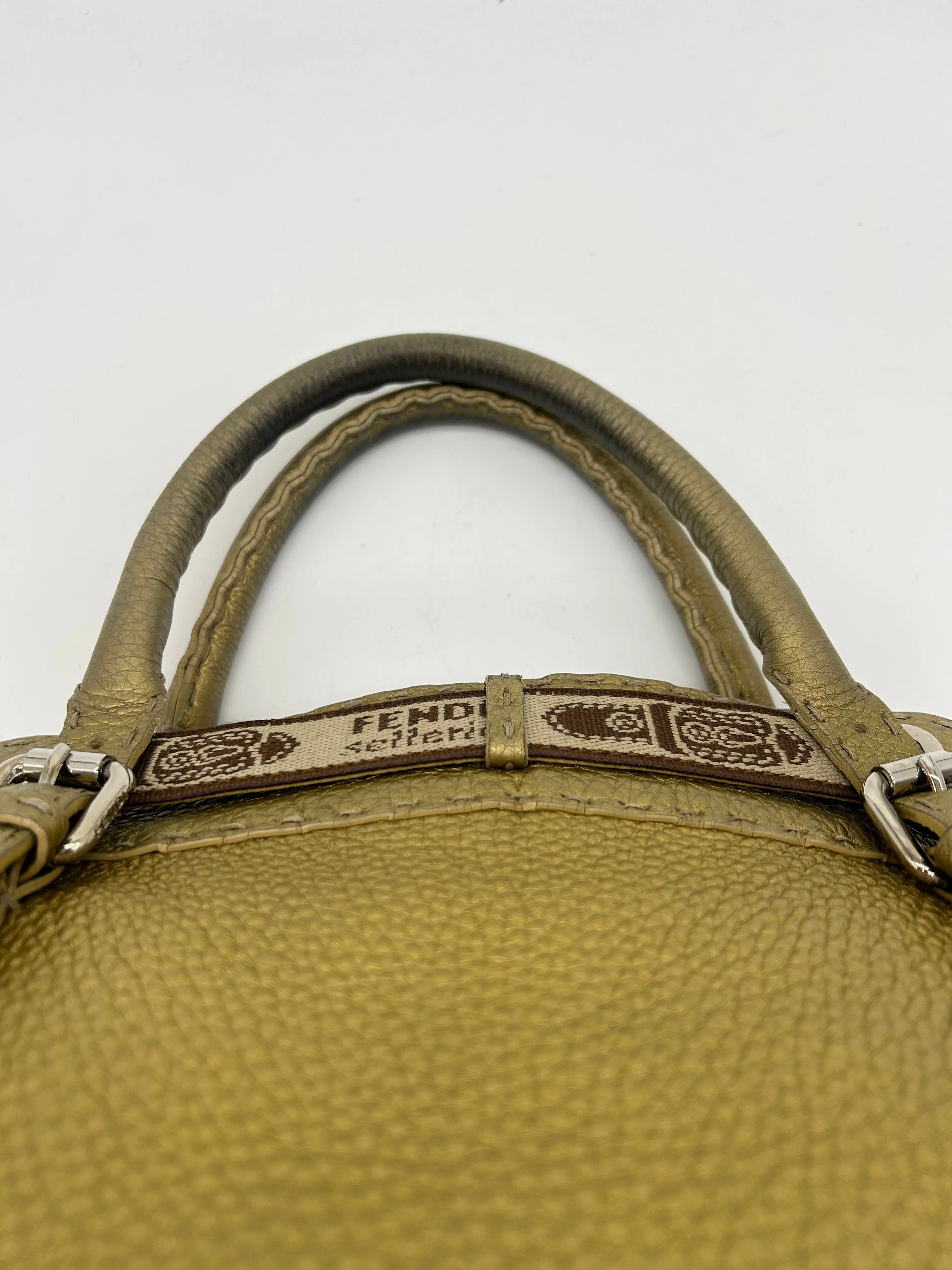 Fendi Selleria Villa Borghese Gold Leather Tote