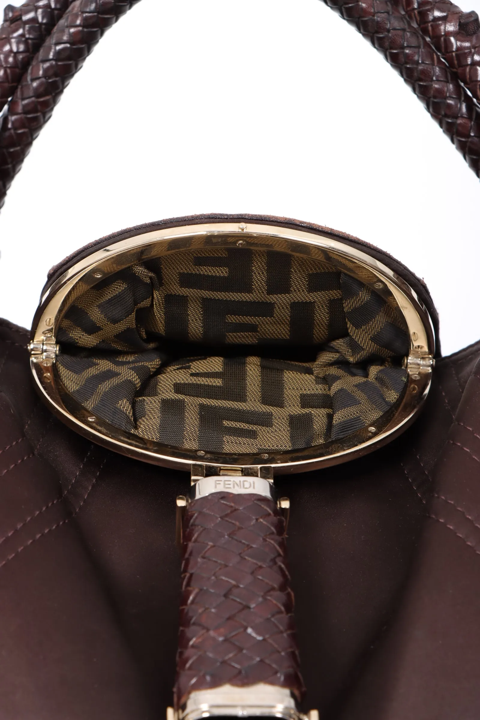 FENDI 'Spy' Brown Satin Leather Shoulder Bag