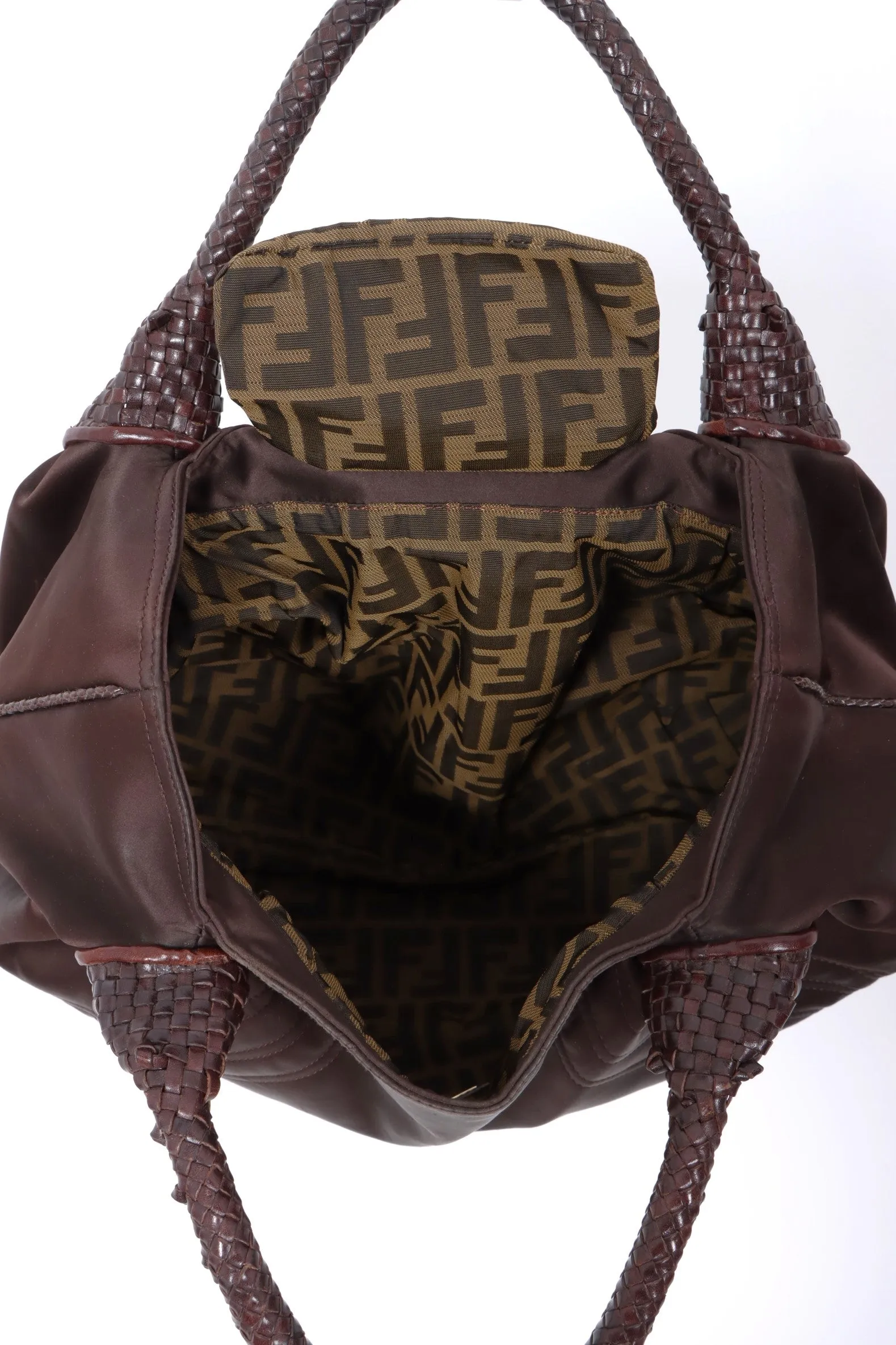 FENDI 'Spy' Brown Satin Leather Shoulder Bag